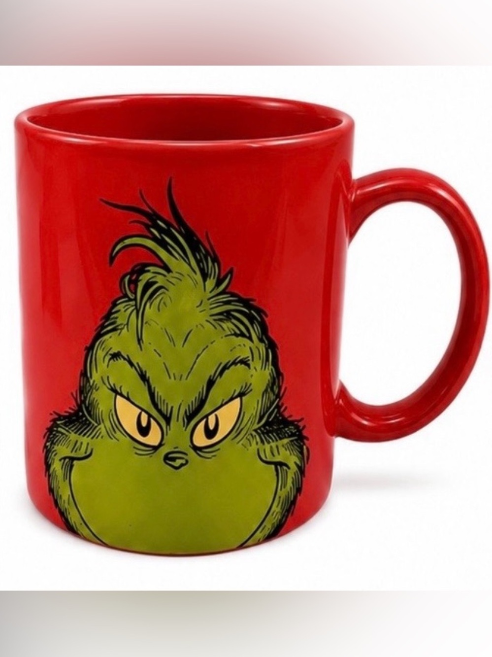 Dr. Seuss Grinch Red Ceramic Mug with Green Grinch Graphic ❤️🎄💚 NWOT